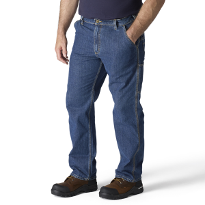 Carhartt Mens 107229 Flame-Resistant Loose Straight Denim Dungaree - Alder 46W x 30L