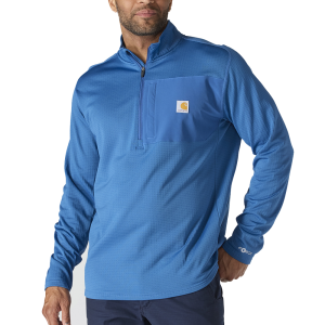 Carhartt Mens 106423 Force Relaxed Fit Mock Neck Half-Zip T-Shirt - Dark Horizon Blue 2X-Large Tall