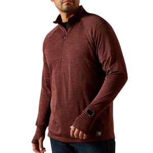 Ariat Mens 10062609 Rebar Gridwork Baselayer 1/4 Zip Long Sleeve T-Shirt - Bitter Chocolate Small Regular