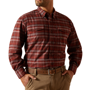 Ariat Mens 10062522 Rebar Flannel DuraStretch Work Shirt - Bitter Chocolate 2X-Large Regular