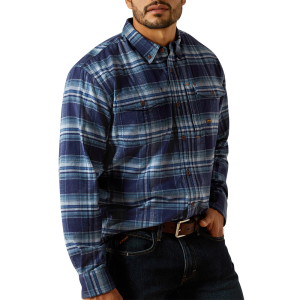 Ariat Mens 10062533 Rebar Flannel DuraStretch Work Shirt - Monument 2X-Large Regular