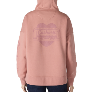 Carhartt  107146 Women's Oversized-Fit Midweight Hooded Heart Graphic Sweatshirt - Rose Tint X-Large Regular