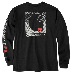 Carhartt Mens 107072 Flame-Resistant Force Loose Fit Long-Sleeve Lightweight Diamond Plate C Graphic T-Shirt - Black 2X-Large Tall