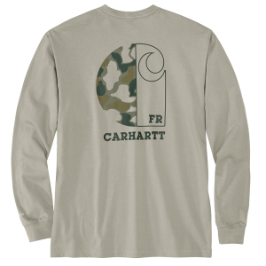 Carhartt Mens 107191 Flame Resistant Force Loose Fit Lightweight Long-Sleeve Camo C Graphic T-Shirt - Greige 3X-Large Regular