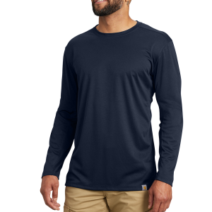 Carhartt Men's 106972 Force Sun Defender Lightweight Long-Sleeve T-Shirt - Navy Medium Regular