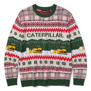 Cat CAT Mens 8060001 Cat Snowdozer Christmas Sweater - Vanilla Large Regular - $59.99 at Dungarees