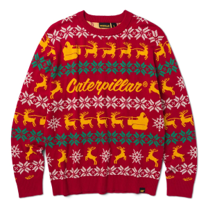Cat CAT Men's 8060003 Cat Holisleigh Christmas Sweater - Hot Red Small Regular - $59.99 at Dungarees