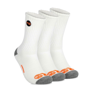 Timberland PRO Mens SP2002 Embroidered Crew Sock 3-Pack - White Large