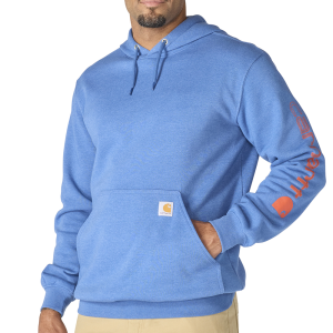 Carhartt Mens K288 Loose Fit Midweight Logo Sleeve Graphic Sweatshirt - Dark Tranquil Blue Heather 3X-Large Regular