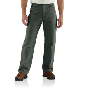 Carhartt Mens B111 Closeout Loose Straight Washed Duck Lined Dungaree - Moss 48W x 30L