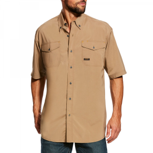 Ariat Mens 10025384 Rebar Made Tough Vent Short Sleeve Vent Shirt - Khaki Medium Regular