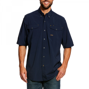 Ariat Mens 10025388 Rebar Made Tough Vent Short Sleeve Vent Shirt - Navy Large Regular