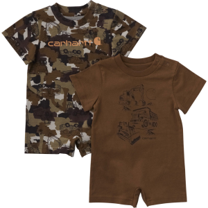 Carhartt Carhartt  CG8109 Closeout Short-Sleeve Construction 2-Piece Romper Set - Boys - Carhartt Brown 24 Months - $29.99 at Dungarees