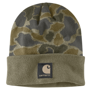 Carhartt Men's 107006 Factory 2nd Knit Cuffed Camo Beanie - Burnt Olive Vintage Camo One Size Fits All