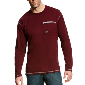 Ariat Ariat Mens 10020795 Rebar Long Sleeve Crew - Malbec 2X-Large Regular - $29.95 at Dungarees