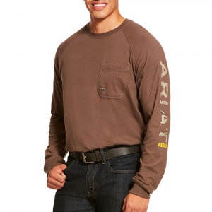 Ariat Mens 10027904 Rebar Cottonstrong Graphic Long Sleeve T-Shirt - Moss 3X-Large Regular