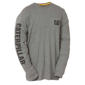Cat CAT Mens 1510034 Trademark Banner Long Sleeve T-Shirt - Dark Heather Grey 2X-Large Tall - $34.99 at Dungarees