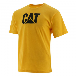 CAT Mens 1510416 Logo Short Sleeve T-Shirt - Yellow Large Regular
