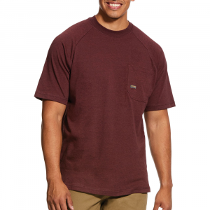 Ariat Mens 10031017 Rebar Cotton Strong T-Shirt - Burgundy Heather Large Tall