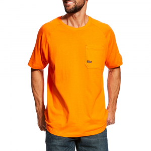 Ariat Mens 10025385 Rebar Cotton Strong T-Shirt - Safety Orange 2X-Large Regular