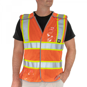 CAT Men's 1320016 5 Point Break Away Safety Vest - Hi Vis Orange M/L