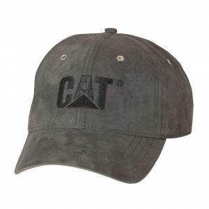 CAT | Men's W01434 Trademark Microsuede Cap | Graphite | Contrast Underbill | 100% Polyester Microsuede | Embroidery on front | Dungarees