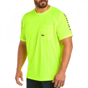 Ariat Mens 10031037 Rebar Heat Fighter Short Sleeve T-Shirt - Lime 2X-Large Regular