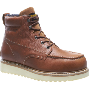 Wolverine  W08289 Moc-Toe Wedge-Heel Steel-Toe Work Boot - 6" - Brown 7 A 1/2 EW