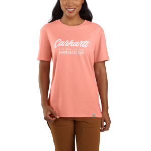 Carhartt Carhartt  105262 Loose Fit Heavyweight Short Sleeve Crafted Graphic T-Shirt - Hibiscus Heather X-Small Regular - $19.99 at Dungarees