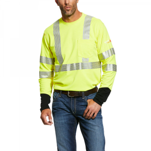 Ariat Men's 10025432 Flame-Resistant Hi-Vis Long Sleeve T-Shirt - Hi Vis Yellow 2X-Large Tall
