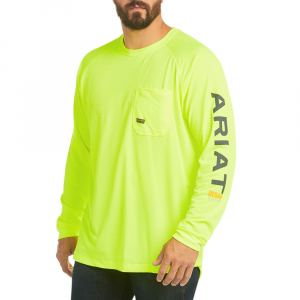 Ariat Mens 10031031 Rebar Heat Fighter Long Sleeve T-Shirt - Lime X-Large Regular