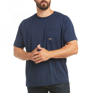 Ariat Mens 10031038 Rebar Heat Fighter Short Sleeve T-Shirt - Navy Small Regular