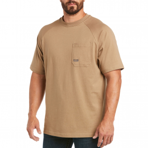 Ariat Mens 10035008 Rebar Cotton Strong T-Shirt - Khaki Large Tall