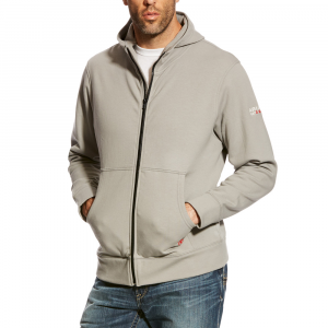 Ariat Mens 10023977 Closeout Flame-Resistant Full Zip Hoodie - Heather Gray Large Tall