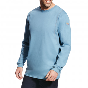 Ariat Mens 10022324 Closeout Flame-Resistant AC Long Sleeve Crew - Steel Blue 3X-Large Tall