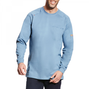 Ariat Mens 10022330 Closeout Flame-Resistant Air Long Sleeve Crew - Steel Blue 4X-Large Regular