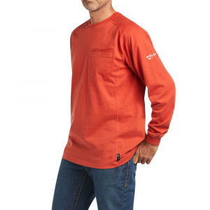 Ariat Mens 10039390 Flame-Resistant Air Long Sleeve Crew - Volcanic Heather Large Tall