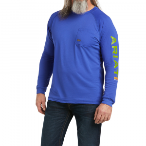 Ariat Mens 10039463 Rebar Heat Fighter Long Sleeve T-Shirt - Royal Blue Large Regular