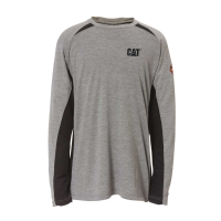 CAT Men's 1630003 Flame Resistant Long Sleeve Performance Crew Shirt - FR Heather Grey/Black Medium Regular