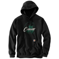 Carhartt Mens 105231 Factory 2nd Loose Fit Midweight Hooded Shamrock Sweatshirt - Black Large Regular