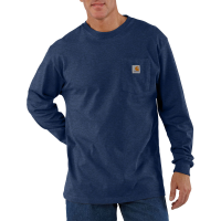 Carhartt | Men's K126 Closeout Long Sleeve Crewneck T-Shirt | Dark Cobalt Blue Heather | 5X-Large Regular | Original Fit | 100% Cotton | 6.75 Ounce | Pocket On Chest | Dungarees
