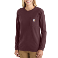 Carhartt  103244 Closeout Women's WK126 Workwear Pocket Long Sleeve T-Shirt - Deep Wine X-Large Regular