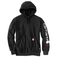 Carhartt Mens 104505 Flame-Resistant Force Midweight Sleeve Logo Hooded Sweatshirt - Black Heather Medium Regular