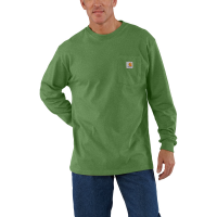 Carhartt | Men's K126 Long Sleeve Crewneck T-Shirt | Arborvitae Heather | 4X-Large Regular | Original Fit | 100% Cotton | 6.75 Ounce | Pocket On Chest | Dungarees