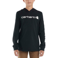 Carhartt  CA6276 Long-Sleeve Hooded Signature Graphic T-Shirt - Boys - Caviar Black X-Large (18-20)