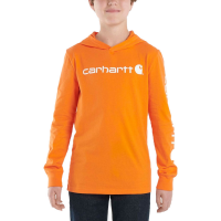 Carhartt  CA6276 Long-Sleeve Hooded Signature Graphic T-Shirt - Boys - Exotic Orange 6 Child