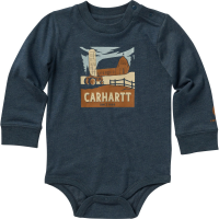 Carhartt  CA6313 Long-Sleeve Farm Bodysuit - Boys - Dark Denim Heather 24 Months