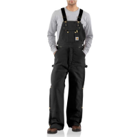 Carhartt Mens R41 Factory 2nd Duck Zip-to-Thigh Bib Overall - Quilt Lined - Black 50W x 30L