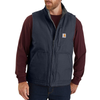 Carhartt Mens 104277 Factory 2nd Washed Duck Mock Neck Vest - Sherpa Lined - Navy Large Tall