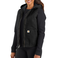 Carhartt  104026 Factory 2nd Women's Washed Duck Insulated Hooded Vest - Black Large Regular